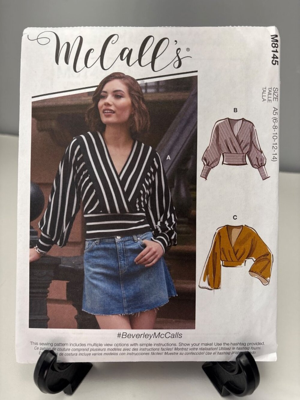 McCalls M8145 Sewing Pattern Tops Size 6 8 10 12 14 Uncut Pullover Wrap
